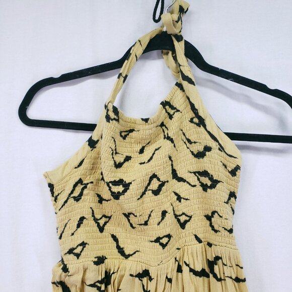 Urban Outfitters Yellow Pattern Y2K Halter Neckline Wide Leg Jumpsuit Size M - Picture 2 of 14